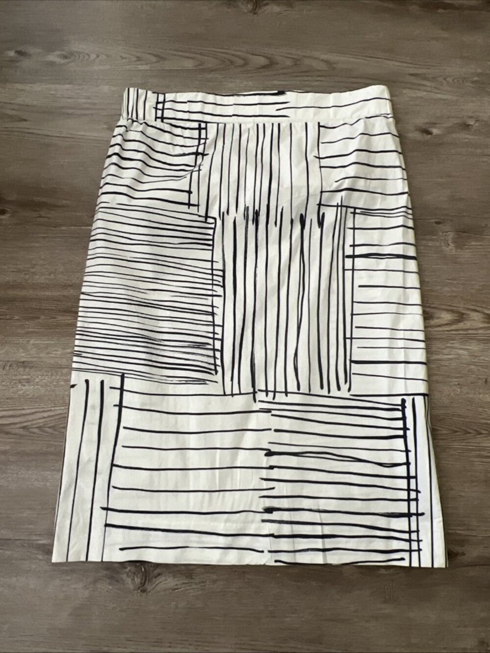 Peserico Italian Abstract Print Midi Skirt Womens‎ Medium White Poplin Stretch